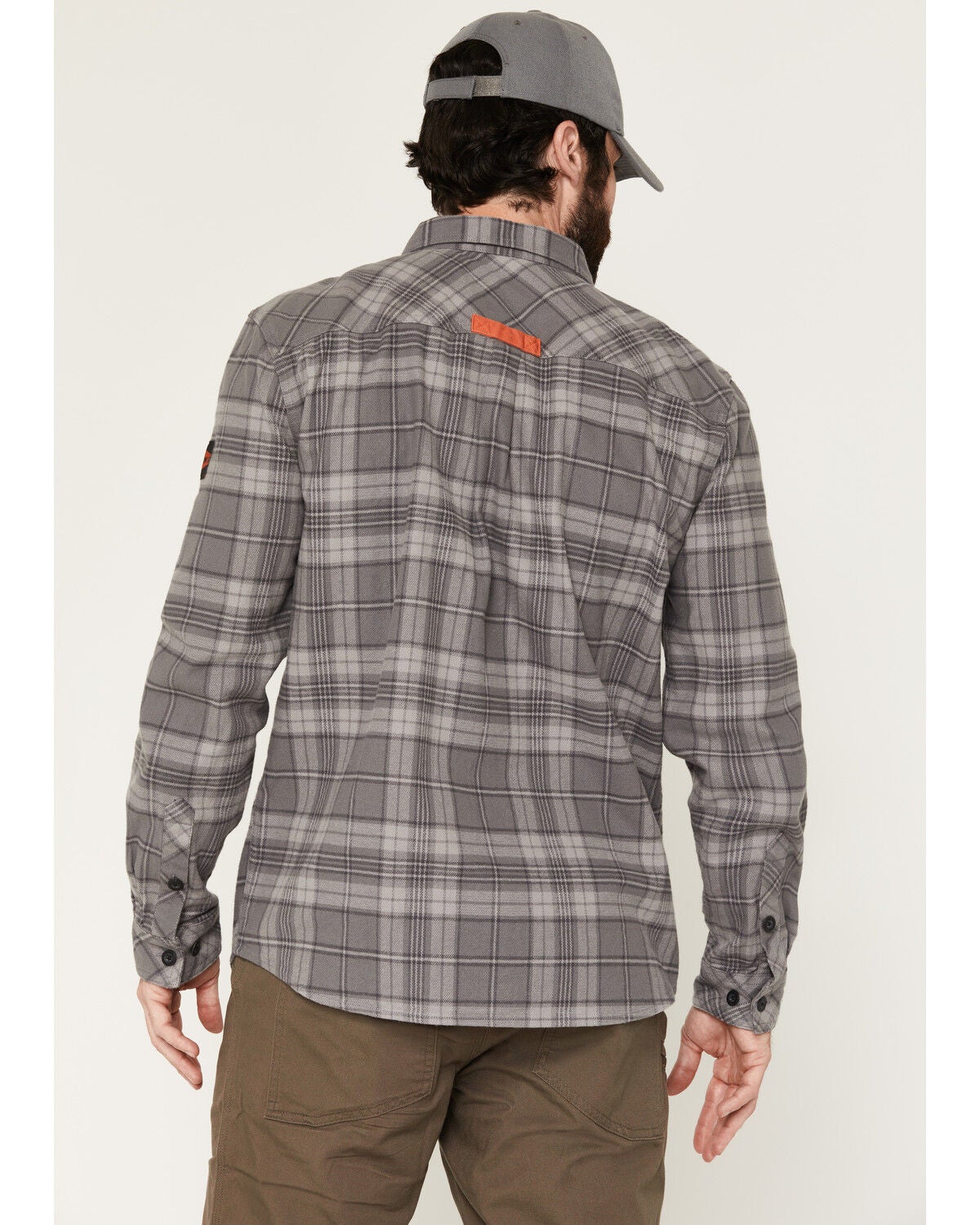 Image #4 - Brunt Workwear Men's Plaid Print Long Sleeve Button-Down Flannel Shirt, Grey, hi-res