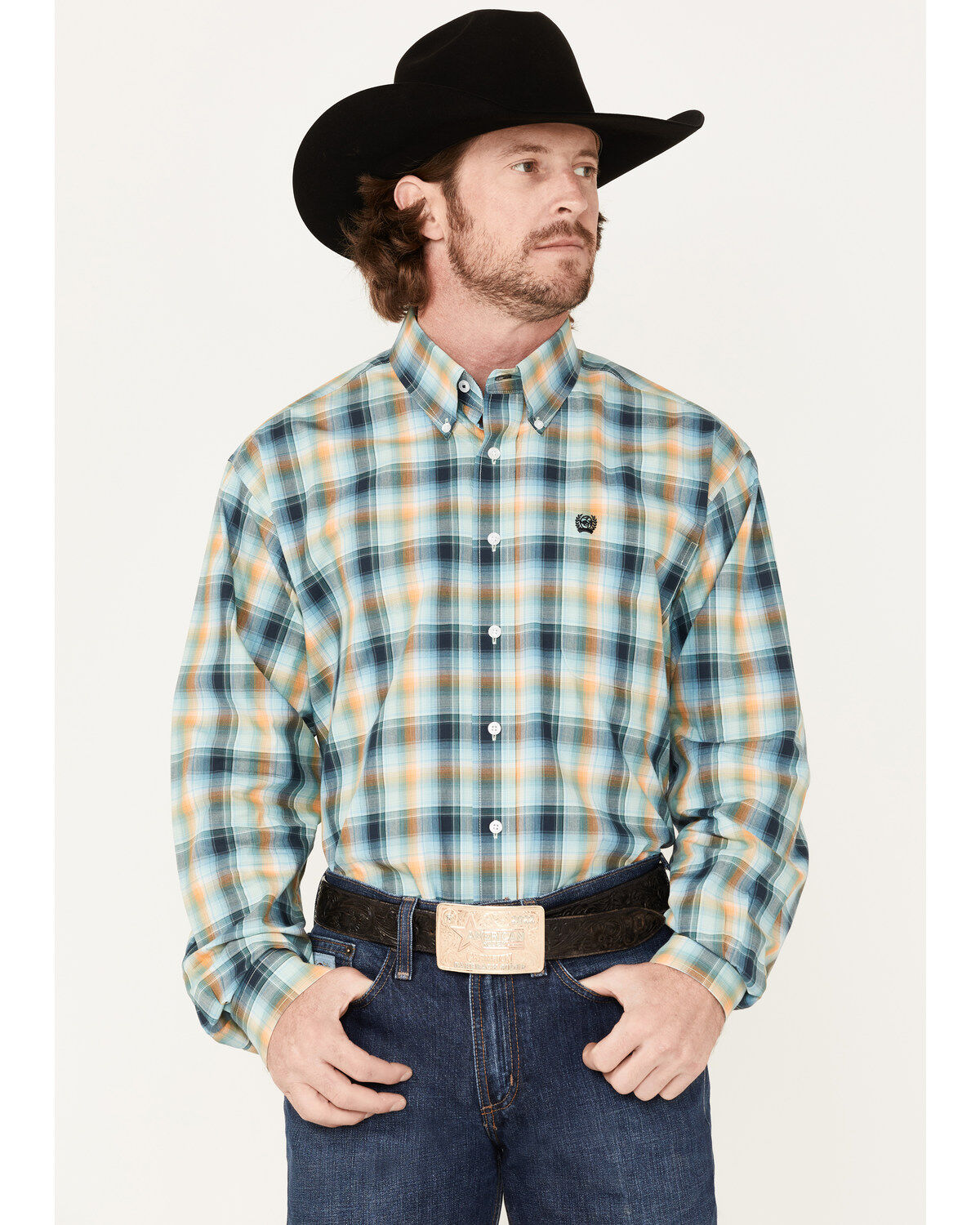 Image #1 - Cinch Men's Multi Plaid Print Long Sleeve Button Down Western Shirt, Multi, hi-res