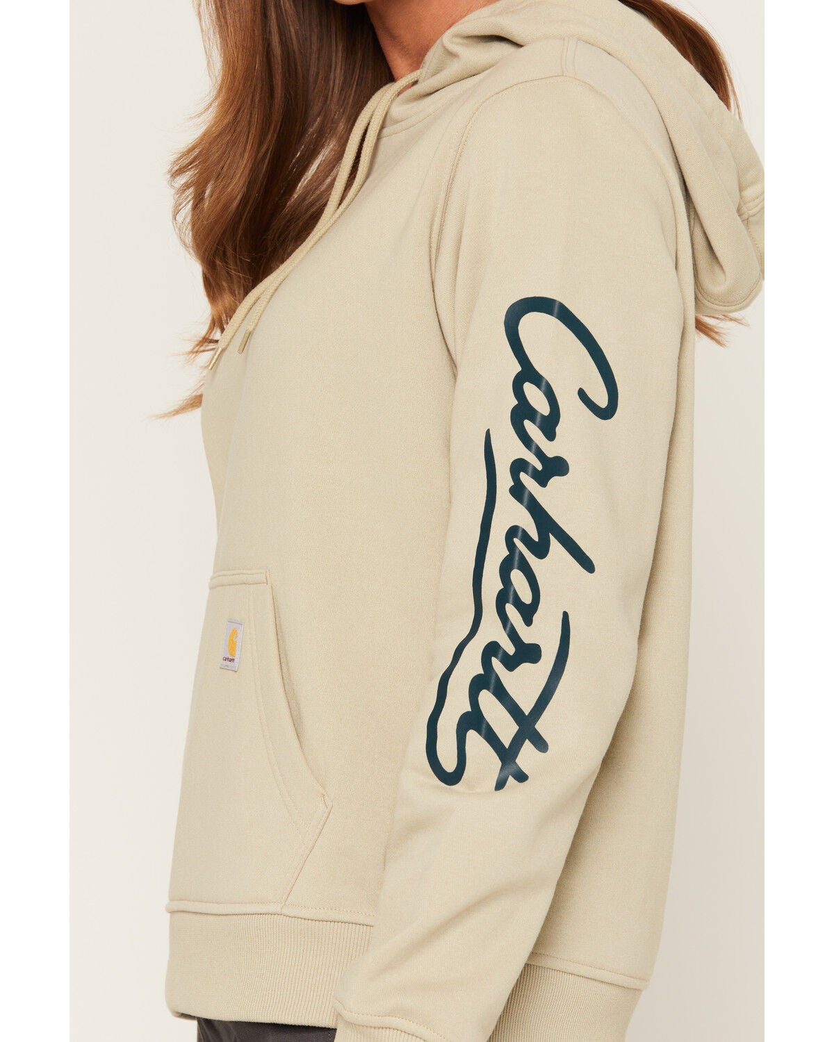 Image #3 - Carhartt Women's Sawyer Script Midweight Relaxed Fit Hoodie, Light Green, hi-res