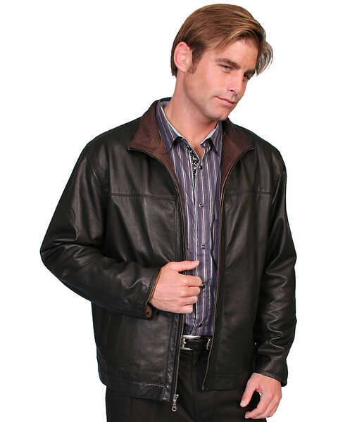Scully Premium Lambskin Zip Front Jacket, Black, hi-res
