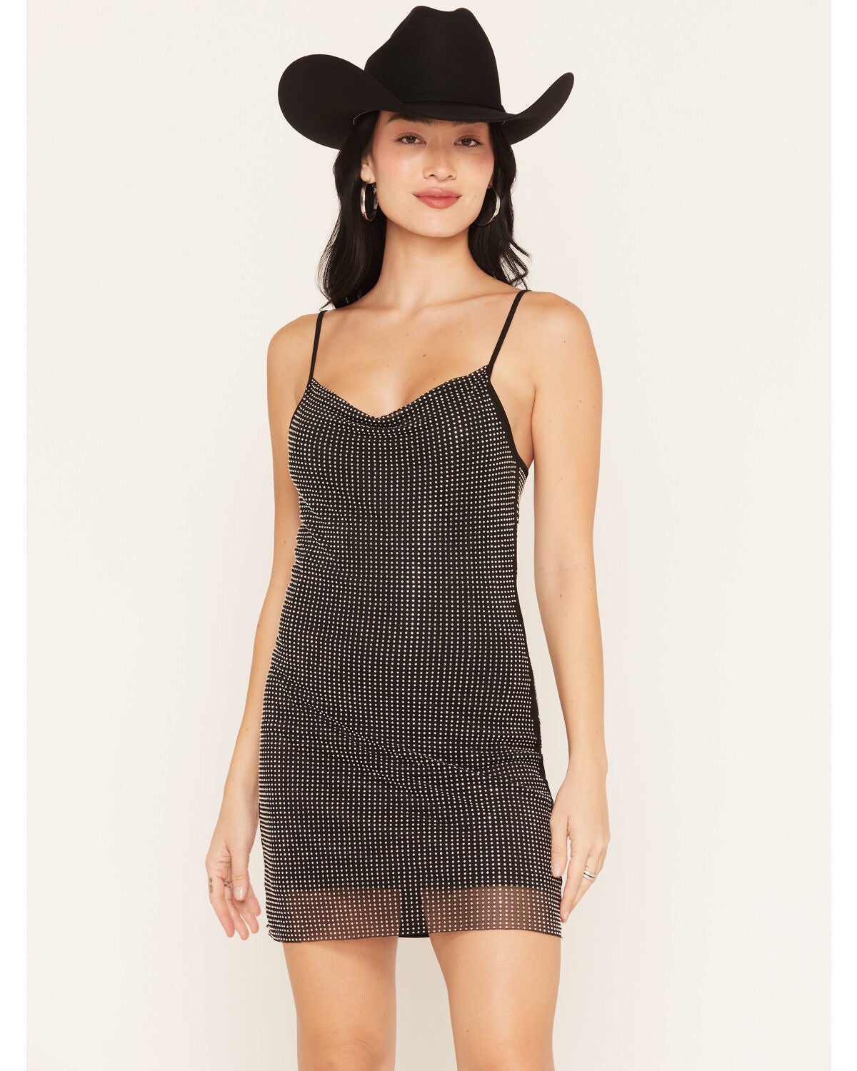 Image #1 - Rock & Roll Denim Women's Sleeveless Rhinestone Mini Dress, Chocolate, hi-res