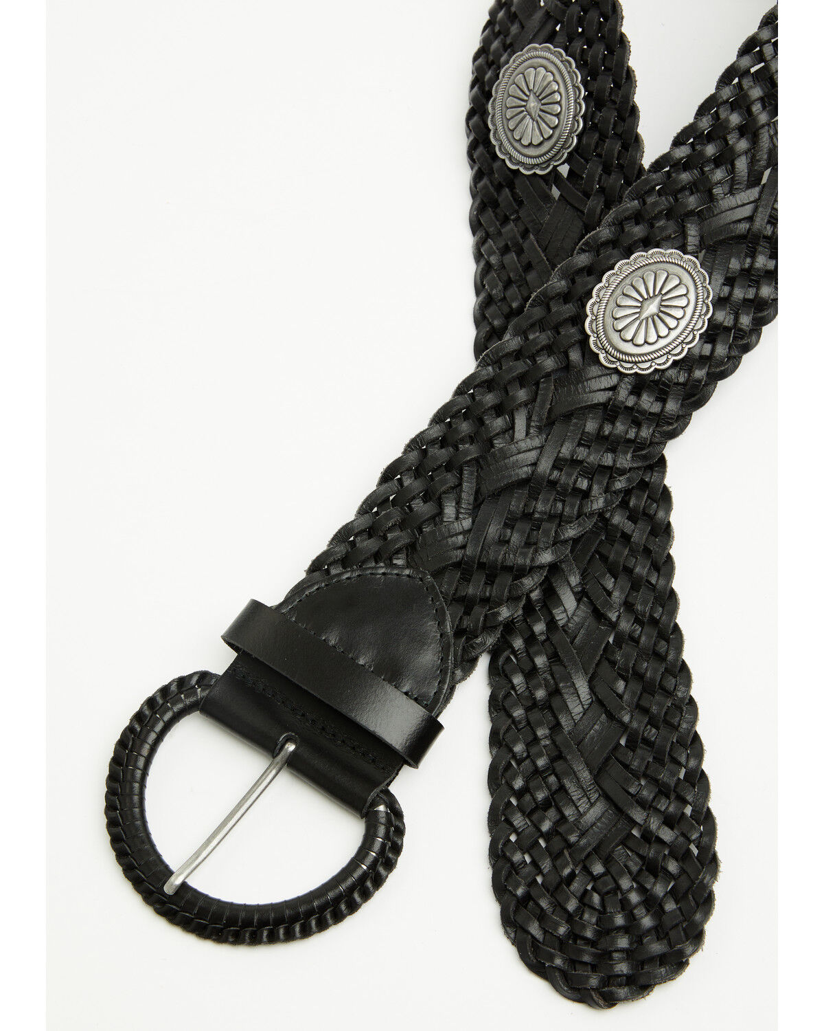 Image #2 - Shyanne Women's Wide Braided Concho Belt, Black, hi-res