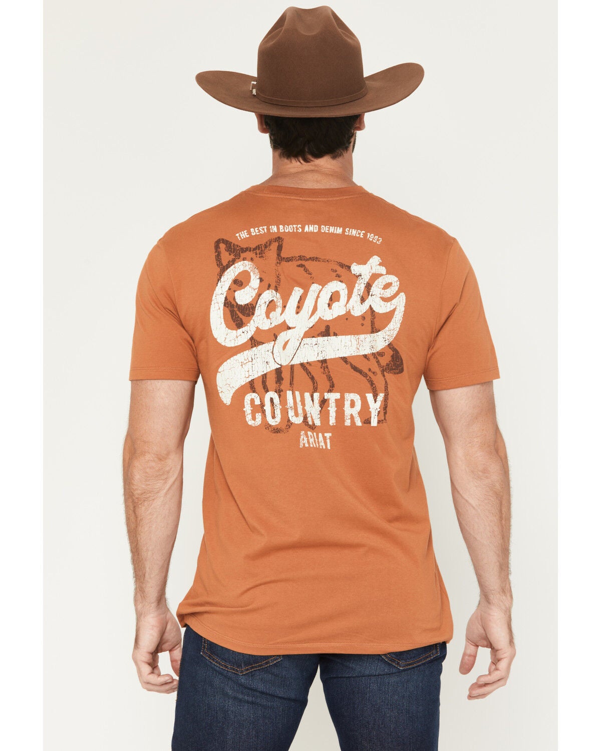 Image #1 - Ariat Men's Coyote Country Short Sleeve Graphic T-Shirt, Orange, hi-res