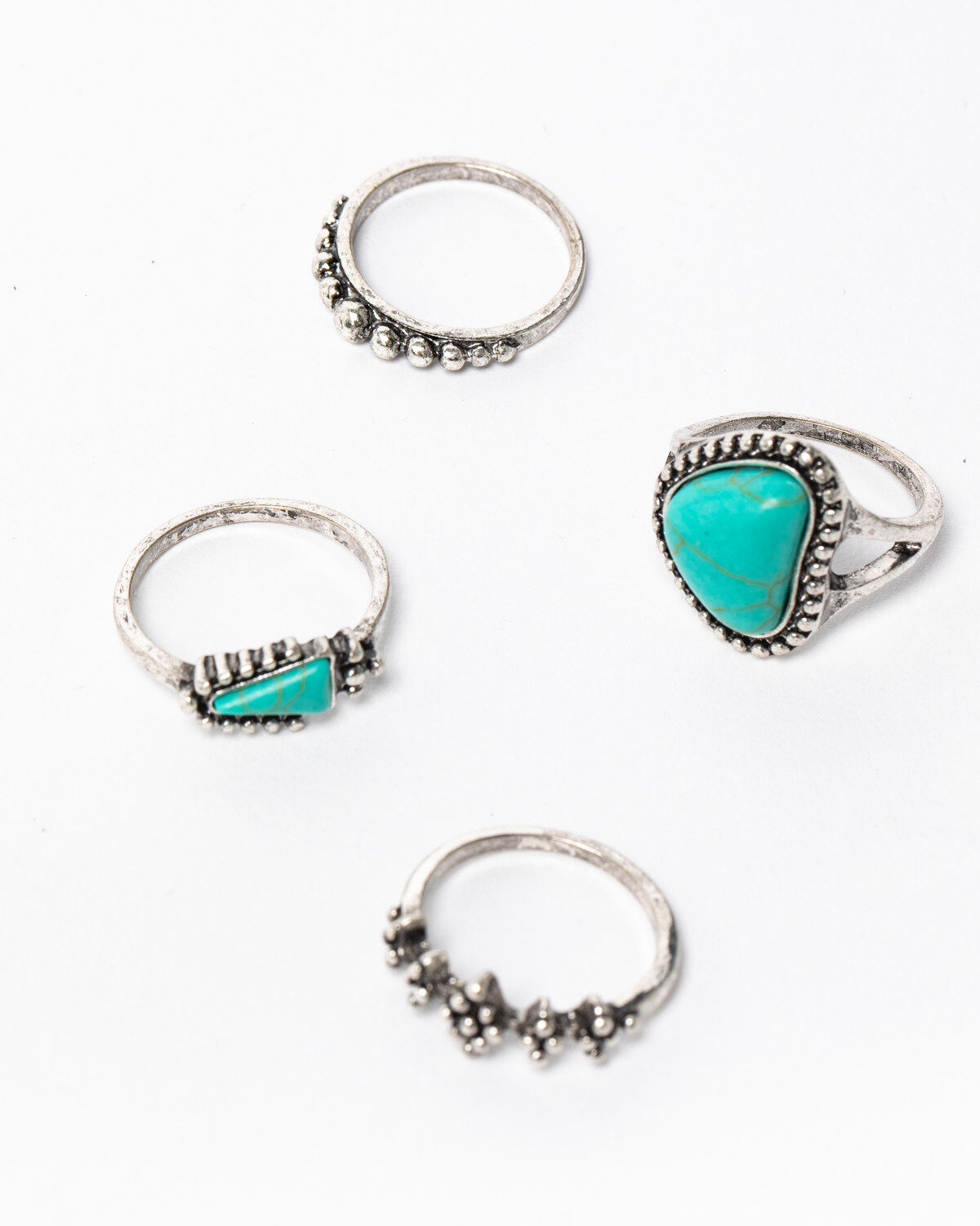 Image #1 - Shyanne Women's Blue Falls Multi Textured Turquoise Ring Set, Silver, hi-res