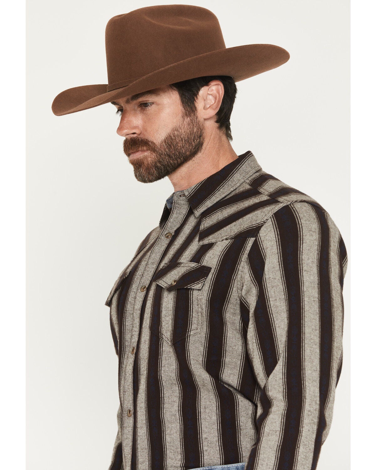 Image #2 - Cody James Men's Deluxe Dobby Stripe Print Long Sleeve Snap Flannel Shirt, Cream, hi-res