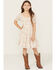 Image #1 - Trixxi Girls' Floral Print Puff Sleeve Mini Dress, Ivory, hi-res