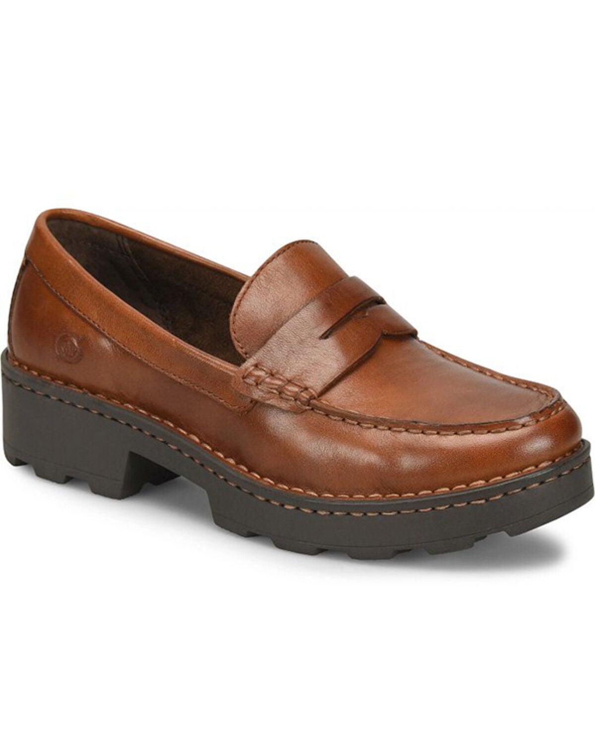 Born Women's Carrea Platform Penny Loafer Shoes, Brown, hi-res