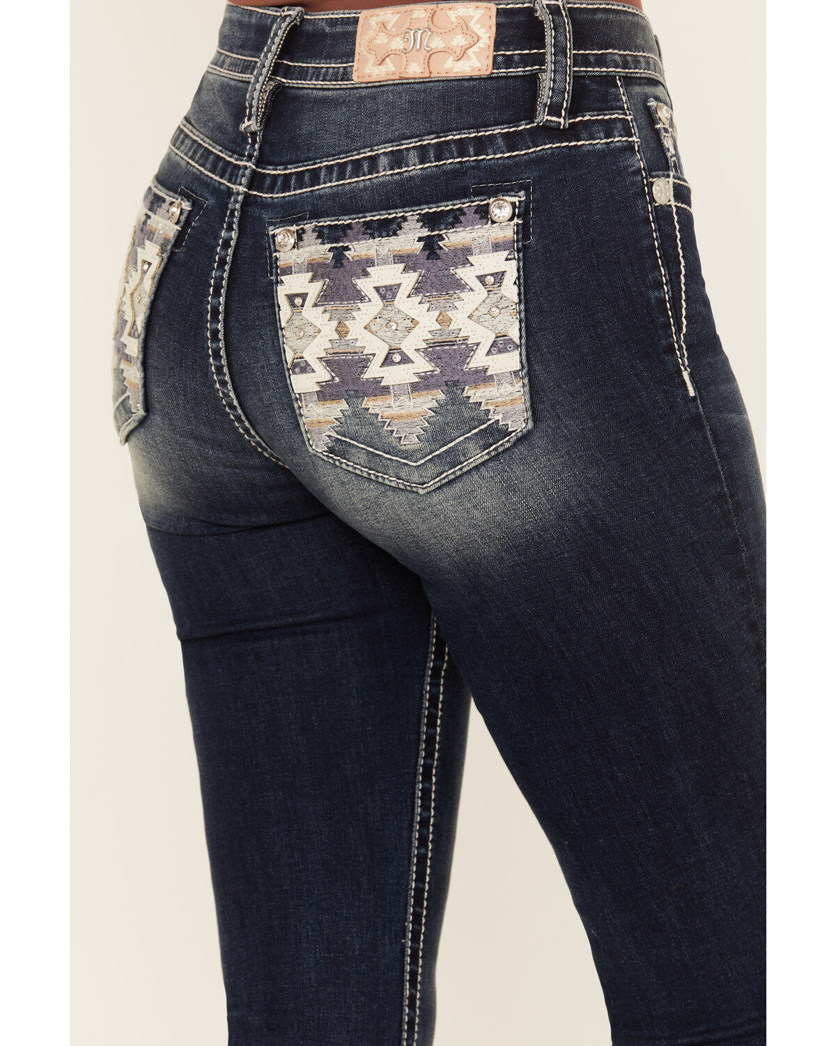 Image #2 - Miss Me Women's Dark Wash Mid Rise Stretch Bootcut Jeans, Dark Wash, hi-res