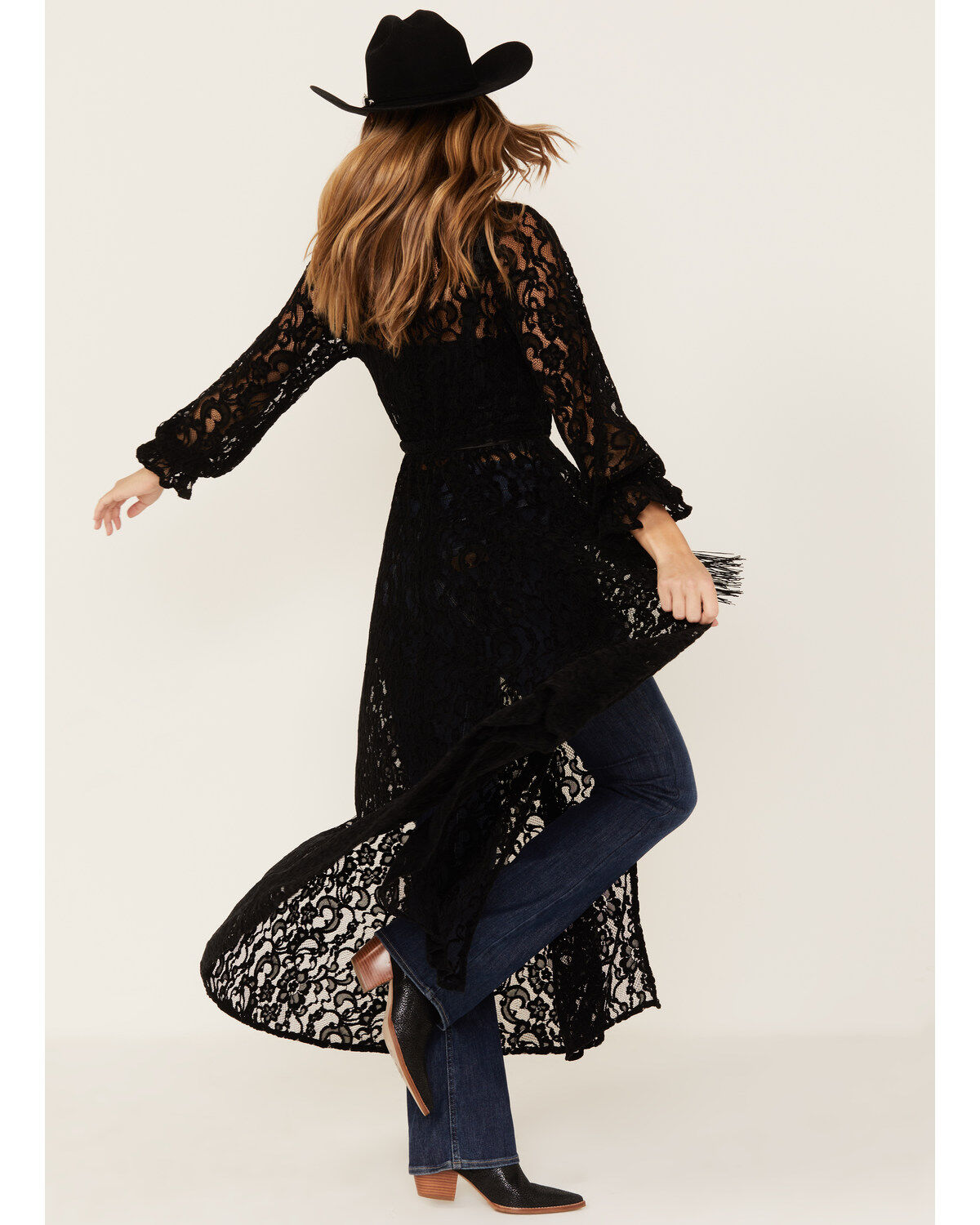 Image #2 - Shyanne Women's Chenille Lace Duster Kimono, , hi-res