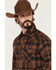 Image #2 - Wrangler Retro Men's Plaid Print Long Sleeve Snap Flannel Shirt, Brown, hi-res