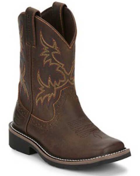 Image #1 - Justin Boots Boys' Dark Brown Western Boots - Square Toe , Dark Brown, hi-res