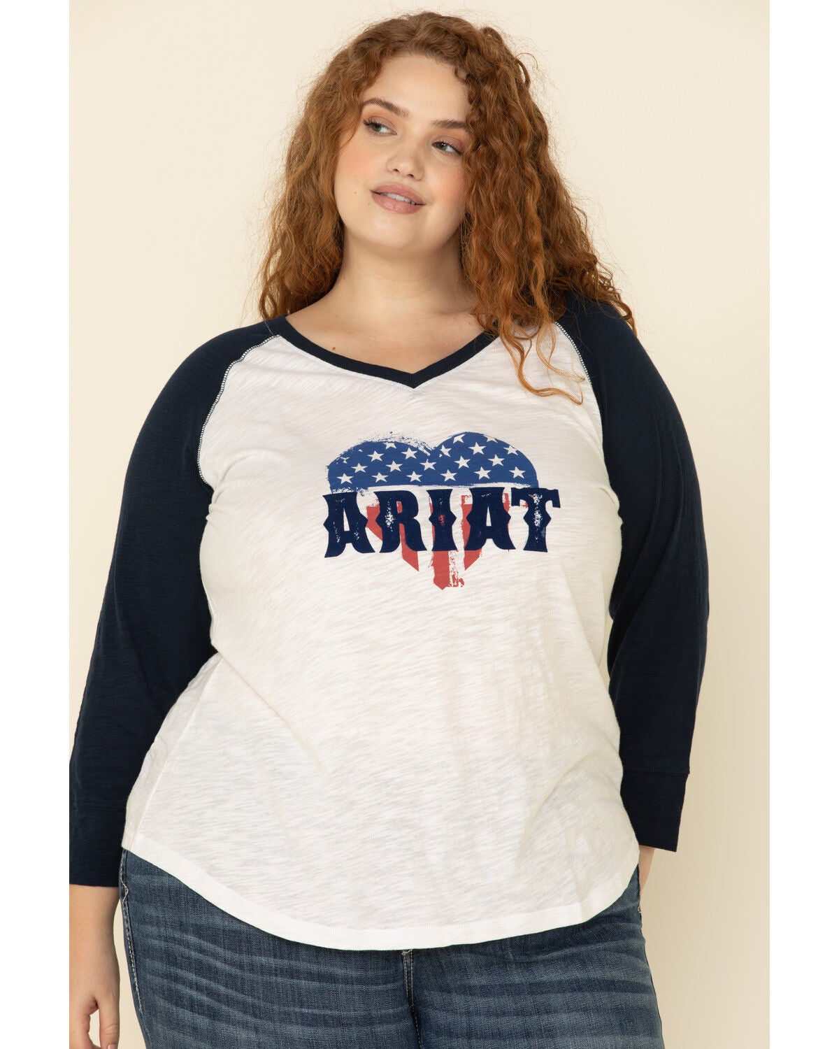 Image #1 - Ariat Women's American Love Tee - Plus, , hi-res