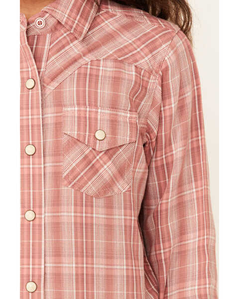 Ariat Girls' Antique Rubia Plaid Long Sleeve Snap Western Shirt , Blush, hi-res