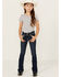 Image #1 - Shyanne Little Girls' Southwestern Floral Border Pocket Stretch Bootcut Denim Jeans, Blue, hi-res