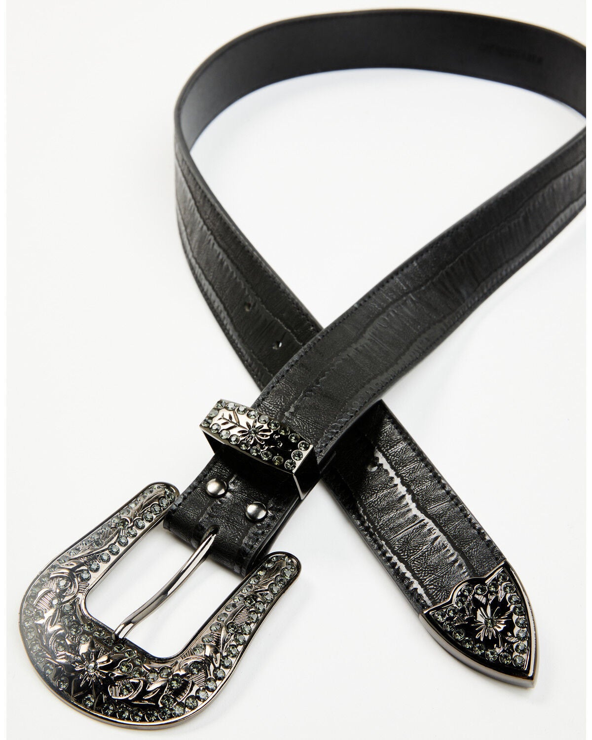 Shyanne Women's Piper Crocodile Embossed Rhinestone Buckle Belt