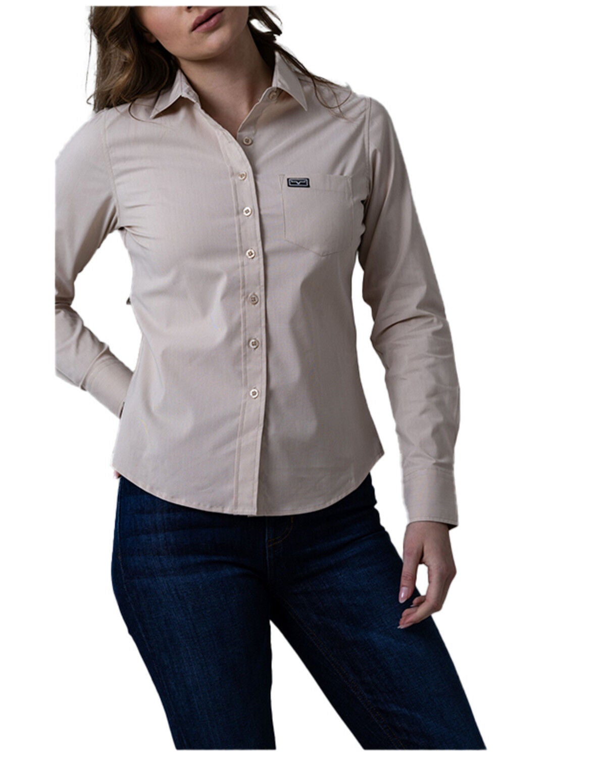 Kimes Ranch Women's Linville Long Sleeve Button-Down Western Stretch Shirt, Natural, hi-res