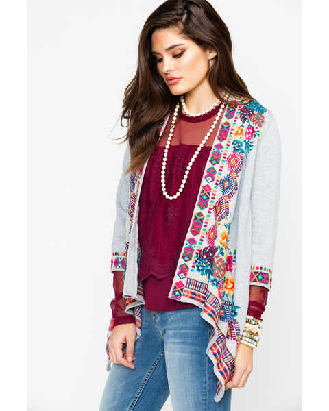 Image #3 - Johnny Was Women's French Terry Cardigan, Heather Grey, hi-res