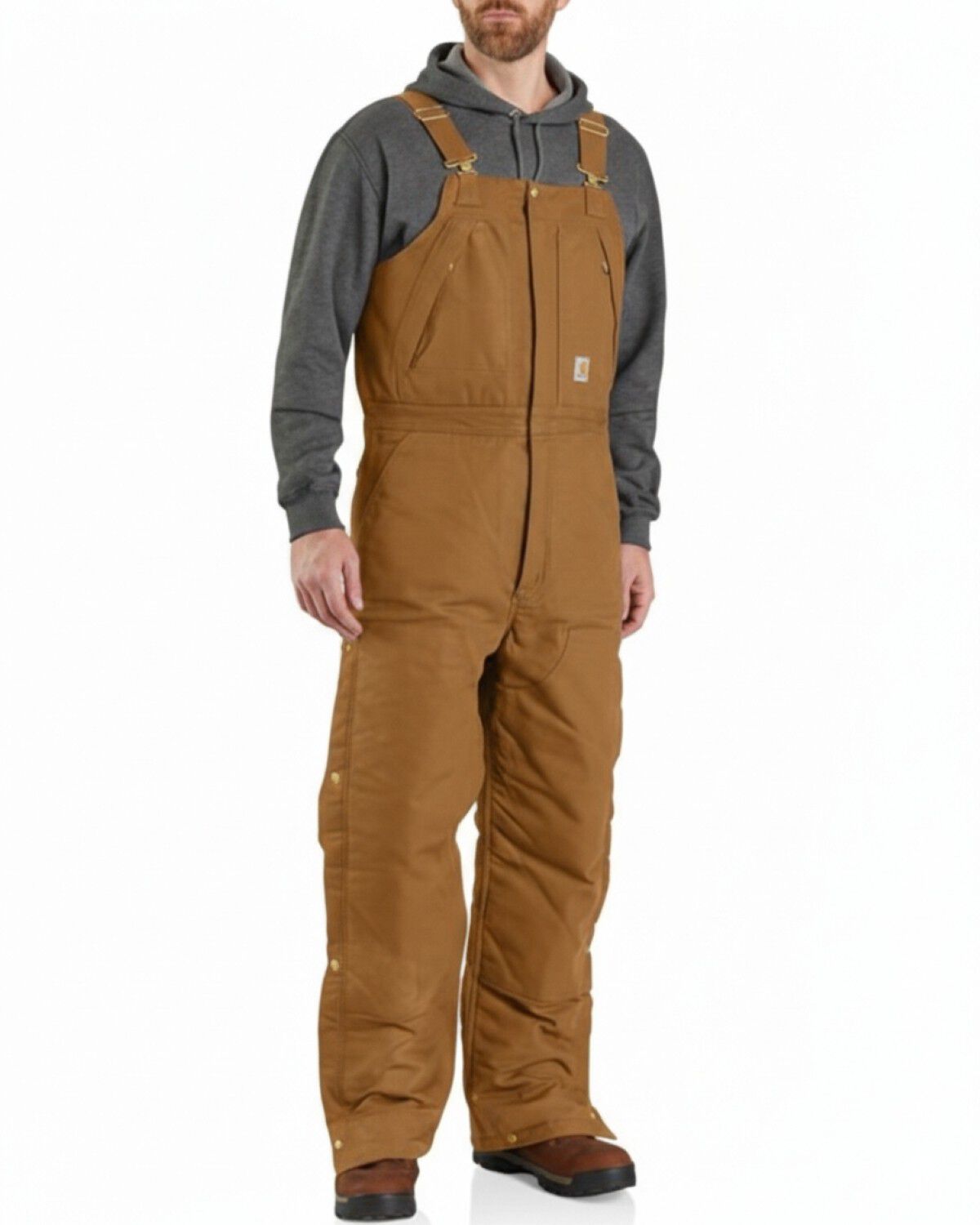 Image #1 - Carhartt Men's Loose Fit Firm Duck Insulated Work Overalls, Brown, hi-res