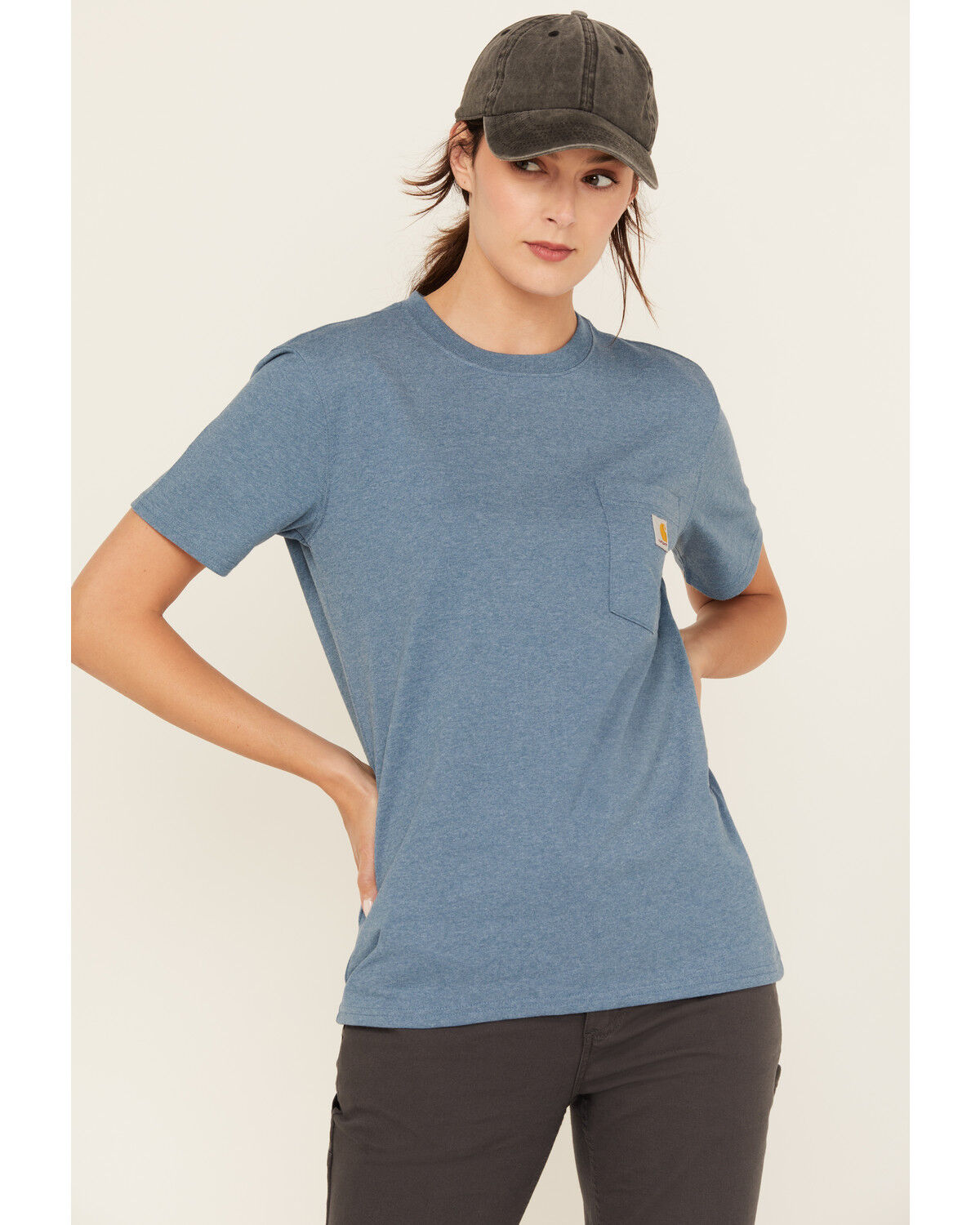 Image #1 - Carhartt Women's Loose Fit Heavyweight Short Sleeve Work Tee, Light Blue, hi-res
