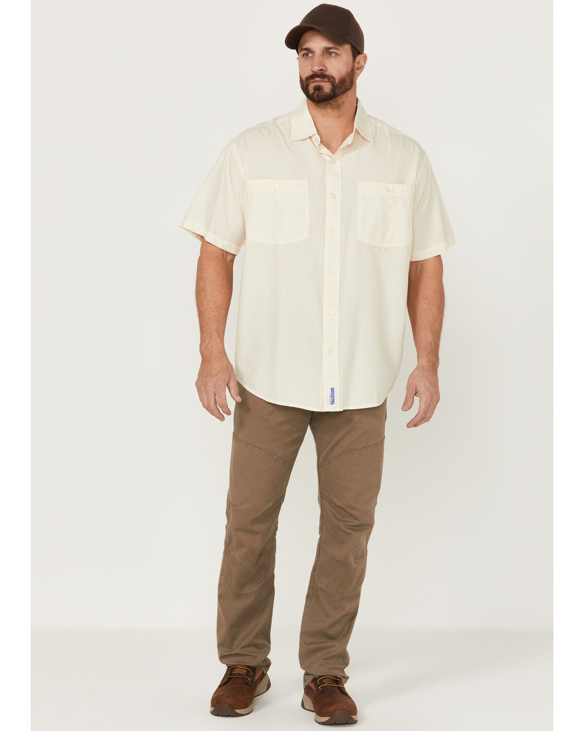 Image #2 - Resistol Men's Solid Short Sleeve Button-Down Western Shirt, Off White, hi-res