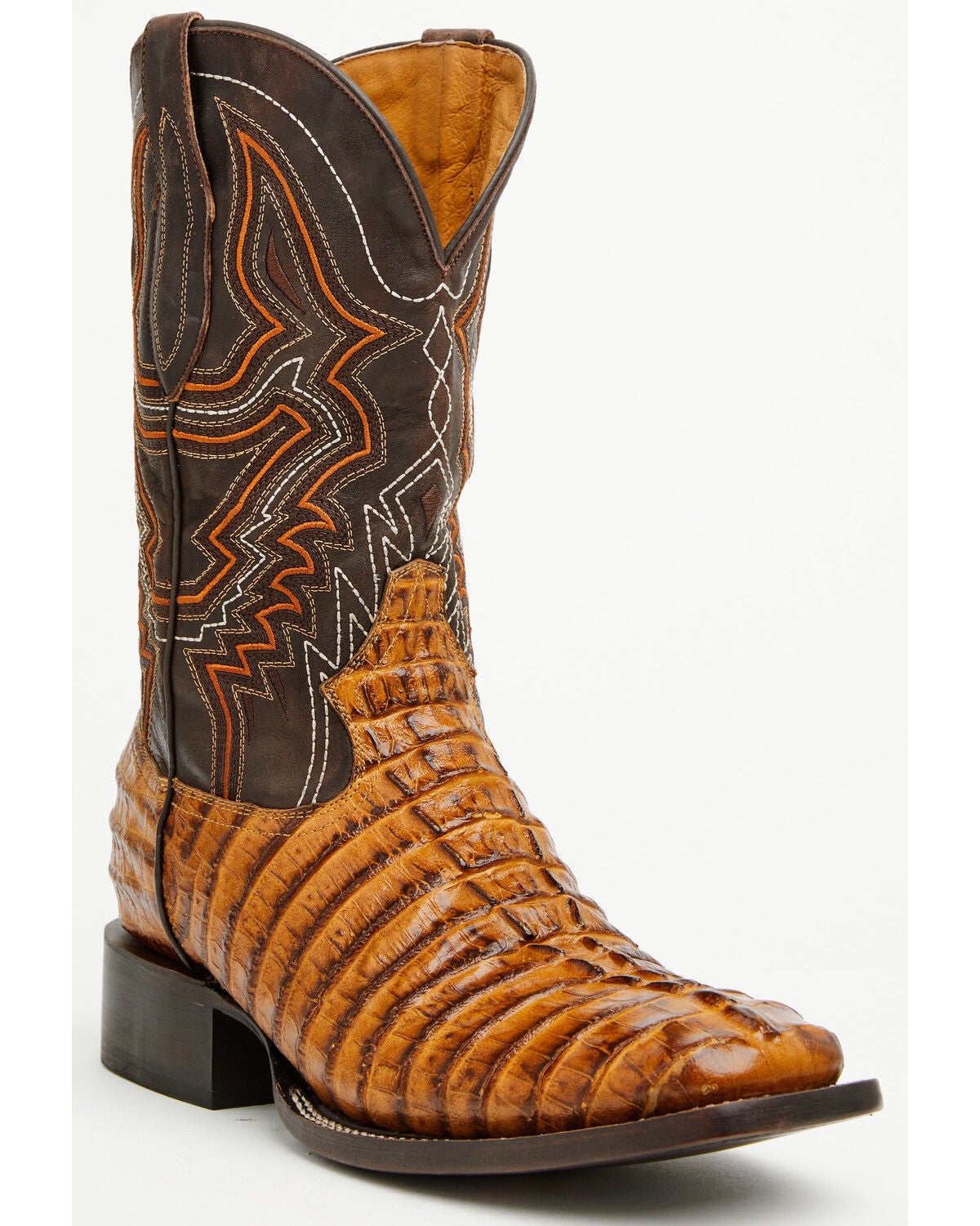 Cody James Men's Badlands Caiman Print Western Boots - Broad Square Toe, Tan, hi-res