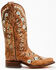 Image #3 - Corral Women's Floral Blacklight Western Boots - Square Toe, Cognac, hi-res