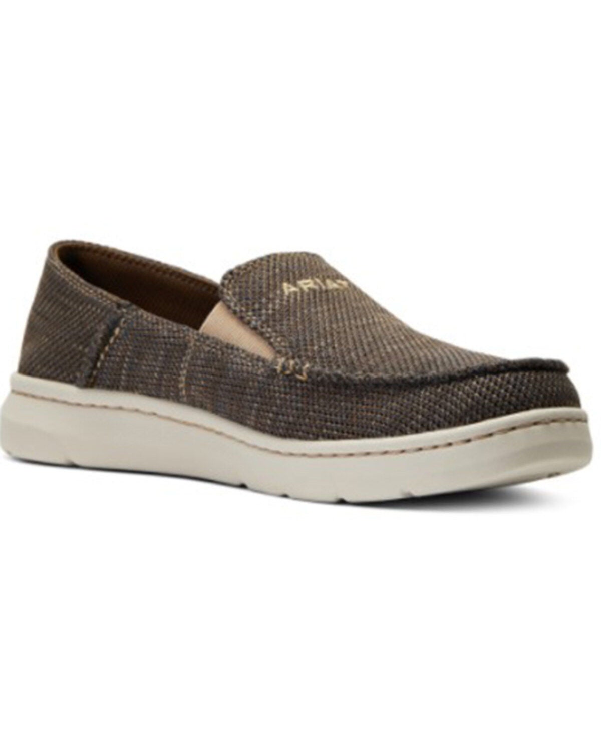Ariat Men's Heather Brown Hilo 360 Canvas Slip-On Casual Shoe - Moc Toe, Brown, hi-res