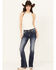 Image #3 - Miss Me Women's Dark Wash Mid Rise 34" Bootcut Stretch Denim Jeans, , hi-res