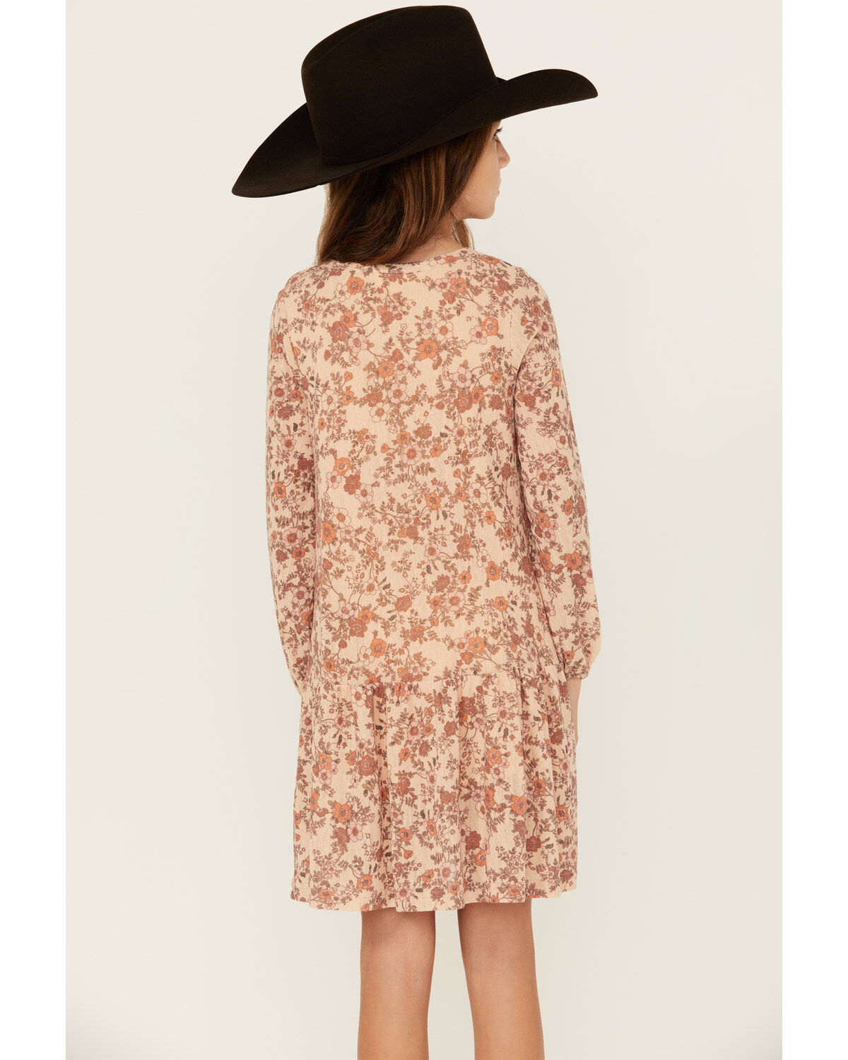 Image #4 - Hayden LA Girls' Floral Drop Waist Mini Dress, Rust Copper, hi-res