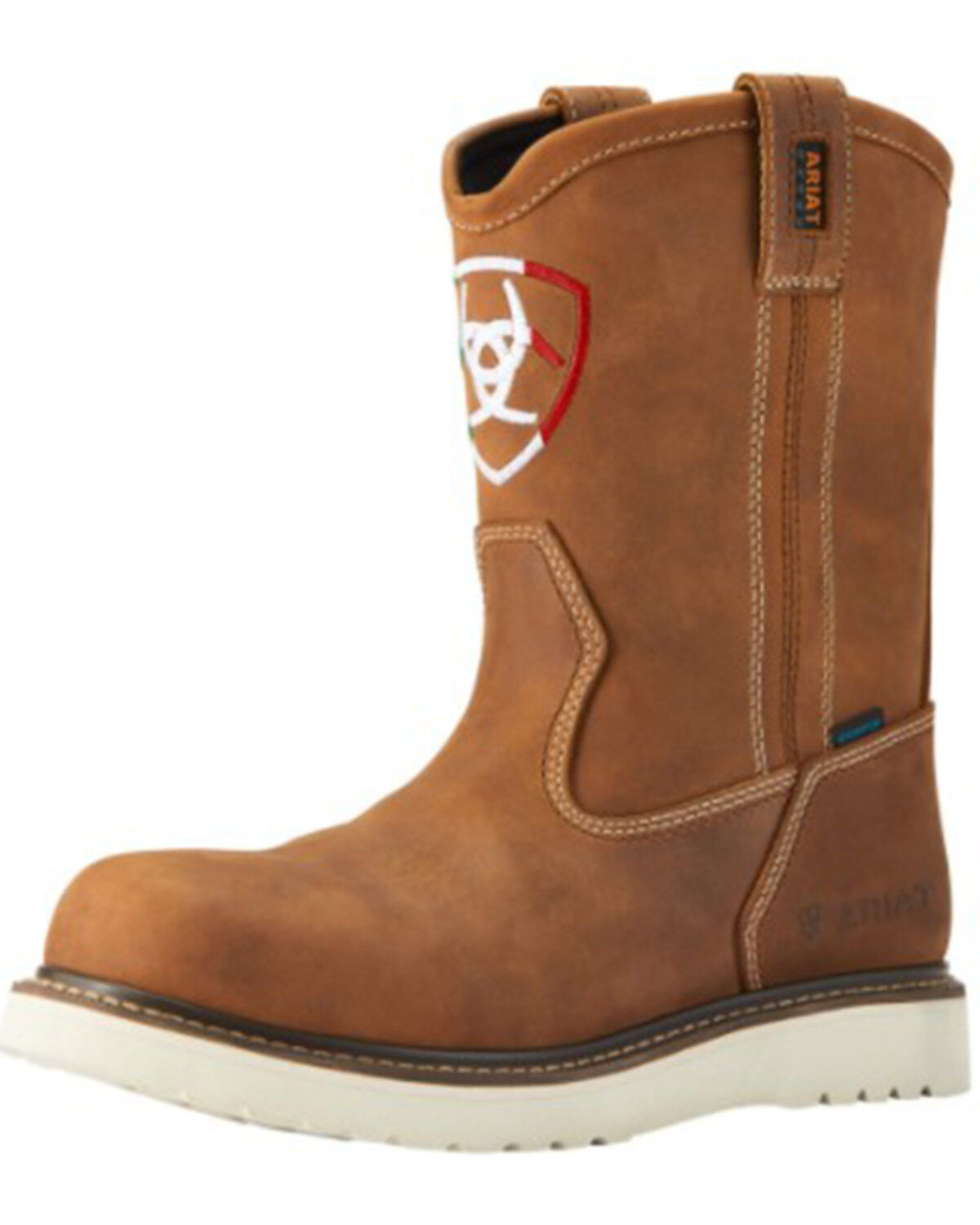 Image #1 - Ariat Men's Rebar Wedge Orguillo Mexicano H20 Work Boots - Round Toe, Brown, hi-res