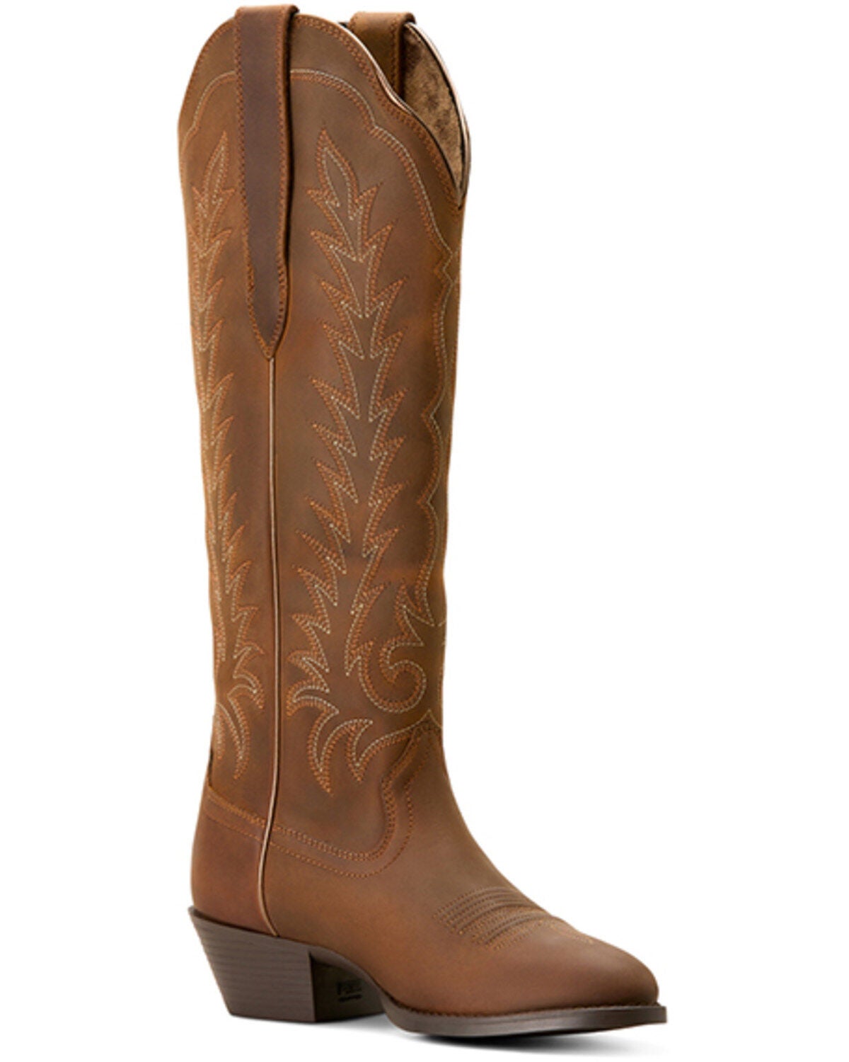 Ariat Women's Heritage StretchFit Distressed Tall Western Boots - Round Toe, Brown, hi-res