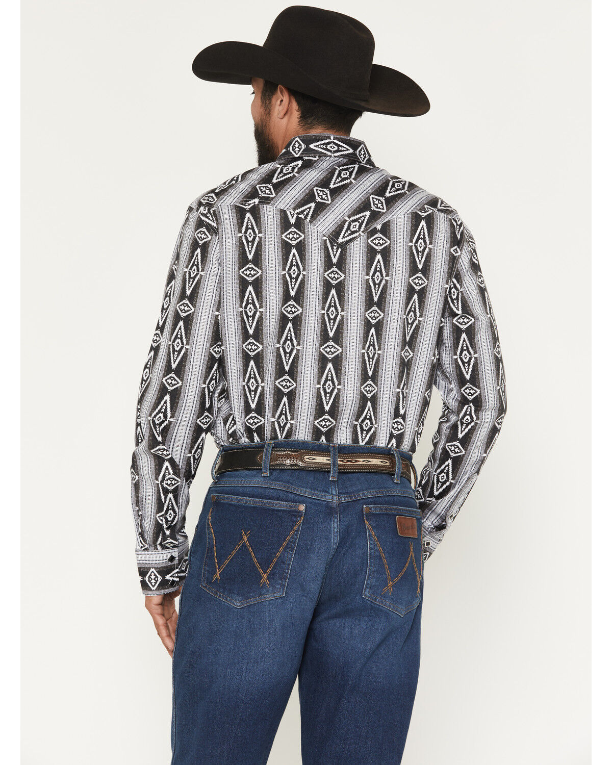 Image #4 - Rock & Roll Denim Men's Southwestern Print Long Snap Stretch Western Shirt, Black, hi-res