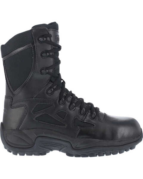 Image #3 - Reebok Men's 8" Lace-Up Black Side-Zip Work Boots - Composite Toe, Black, hi-res