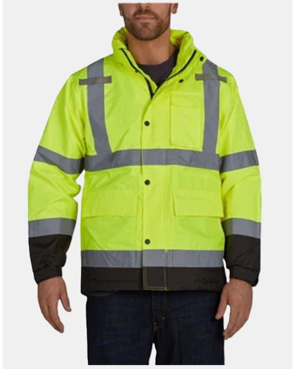 Image #1 - Utility Pro Men's HiVis Waterproof Rain Jacket, Yellow, hi-res