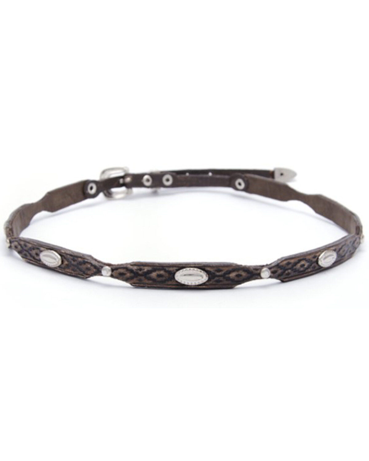 Image #1 - Phunky Horse Studded Southwestern Embossed Hat Band, Brown, hi-res