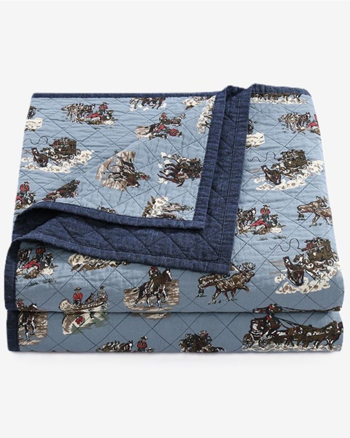 Image #3 - HiEnd Accents Settler Reversible King Size Quilt Set - 3 Piece, Blue, hi-res