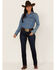 RANK 45 Women's Dark Wash Mid Straight Riding Jeans, Dark Wash, hi-res