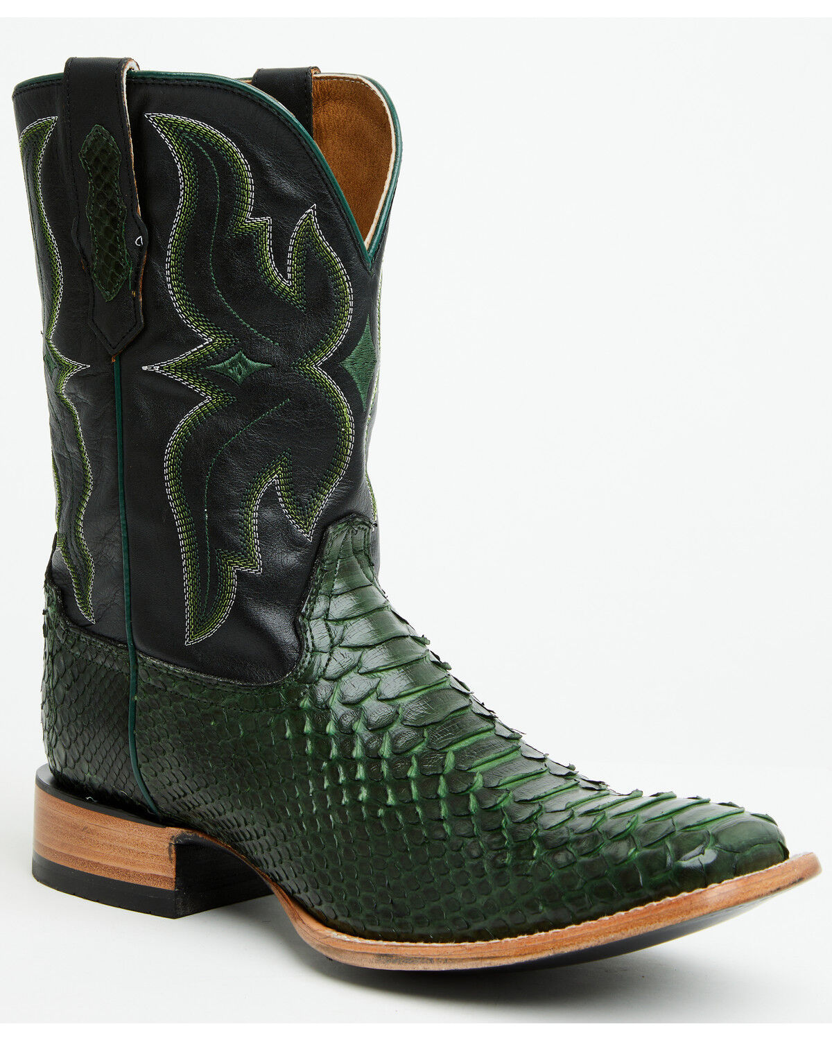 Image #1 - Cody James Men's Exotic Python Western Boots - Broad Square Toe, Green, hi-res