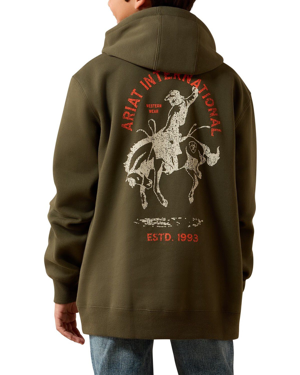 Ariat Boys' Rodeo Logo Graphic Hooded Sweatshirt, Green, hi-res