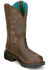 Justin Women's Tasha Waterproof Western Work Boots - Steel Toe, Brown, hi-res