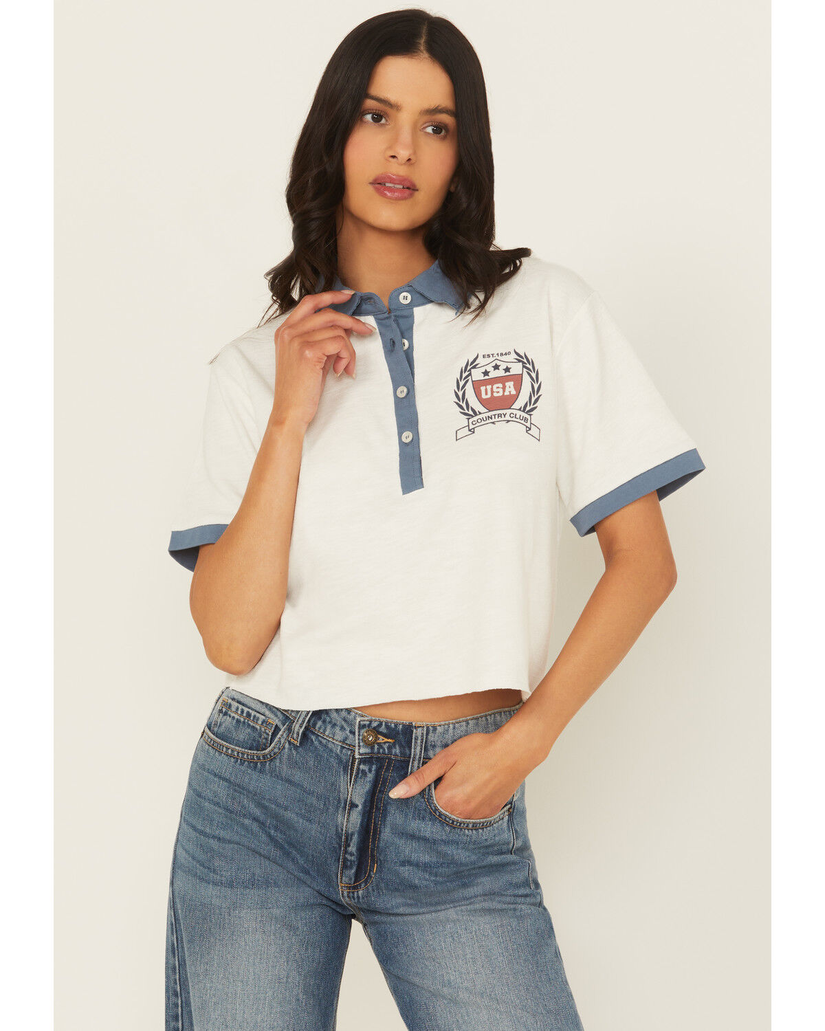 Cleo + Wolf Women's Eli Country Club Henley Short, Sand, hi-res