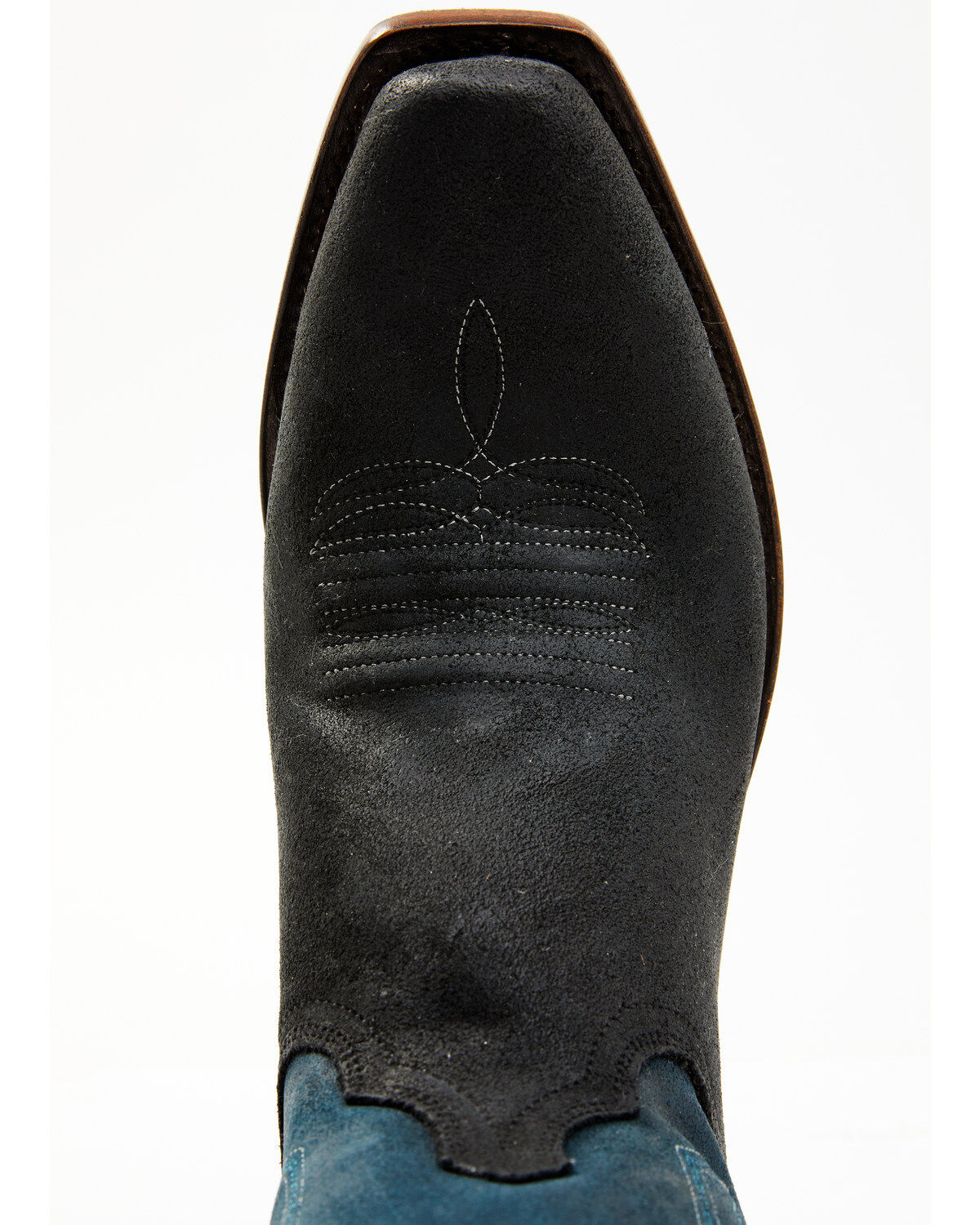 Image #6 - Lucchese Men's Two-Tone Roughout Western Boots - Square Toe, Black, hi-res