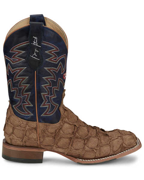Image #2 - Justin Men's Ocean Front Exotic Pirarucu Western Boots - Broad Square Toe , Tan, hi-res