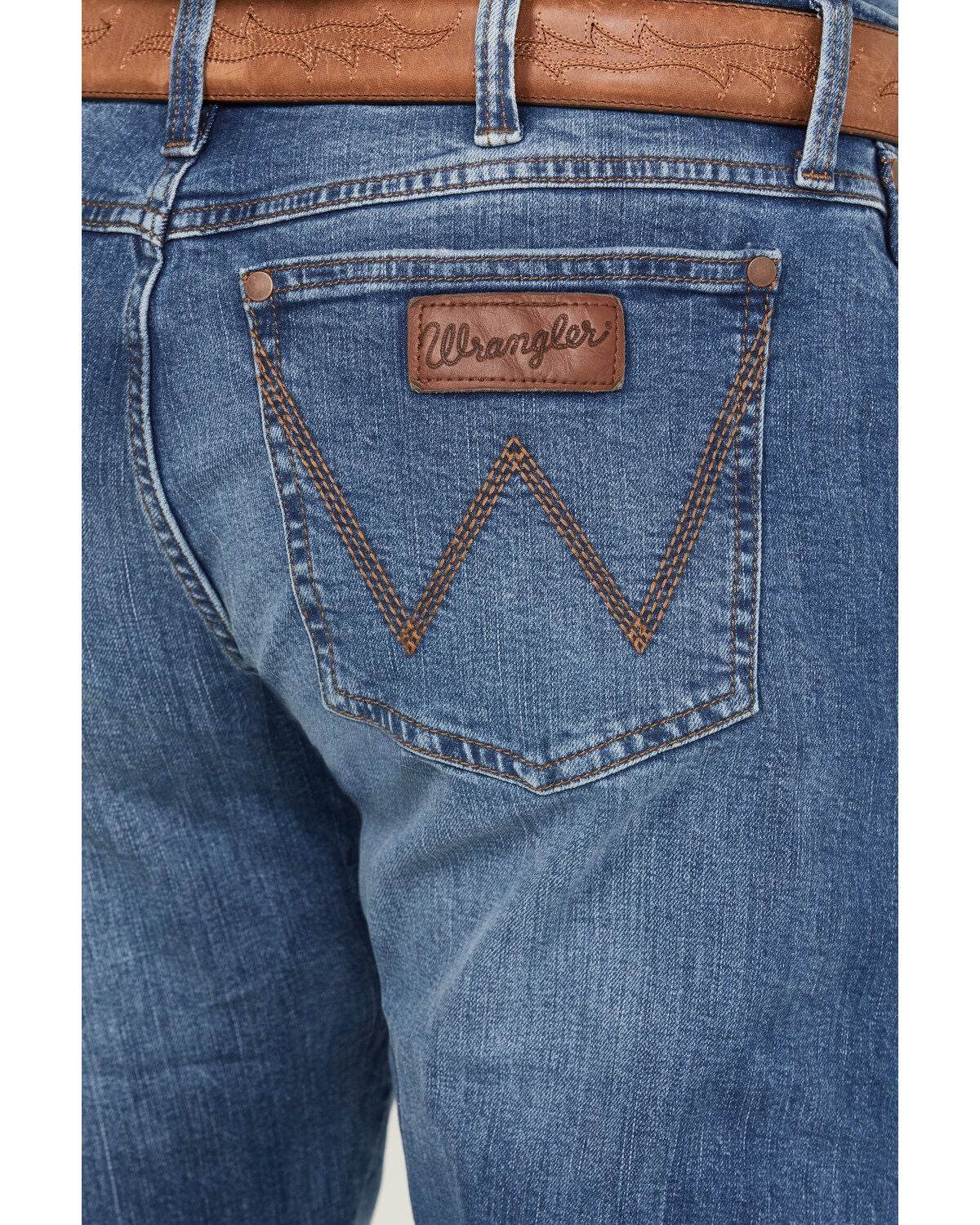Image #4 - Wrangler Retro Men's Fresian Light Wash Slim Bootcut Stretch Jeans - Long, Light Wash, hi-res