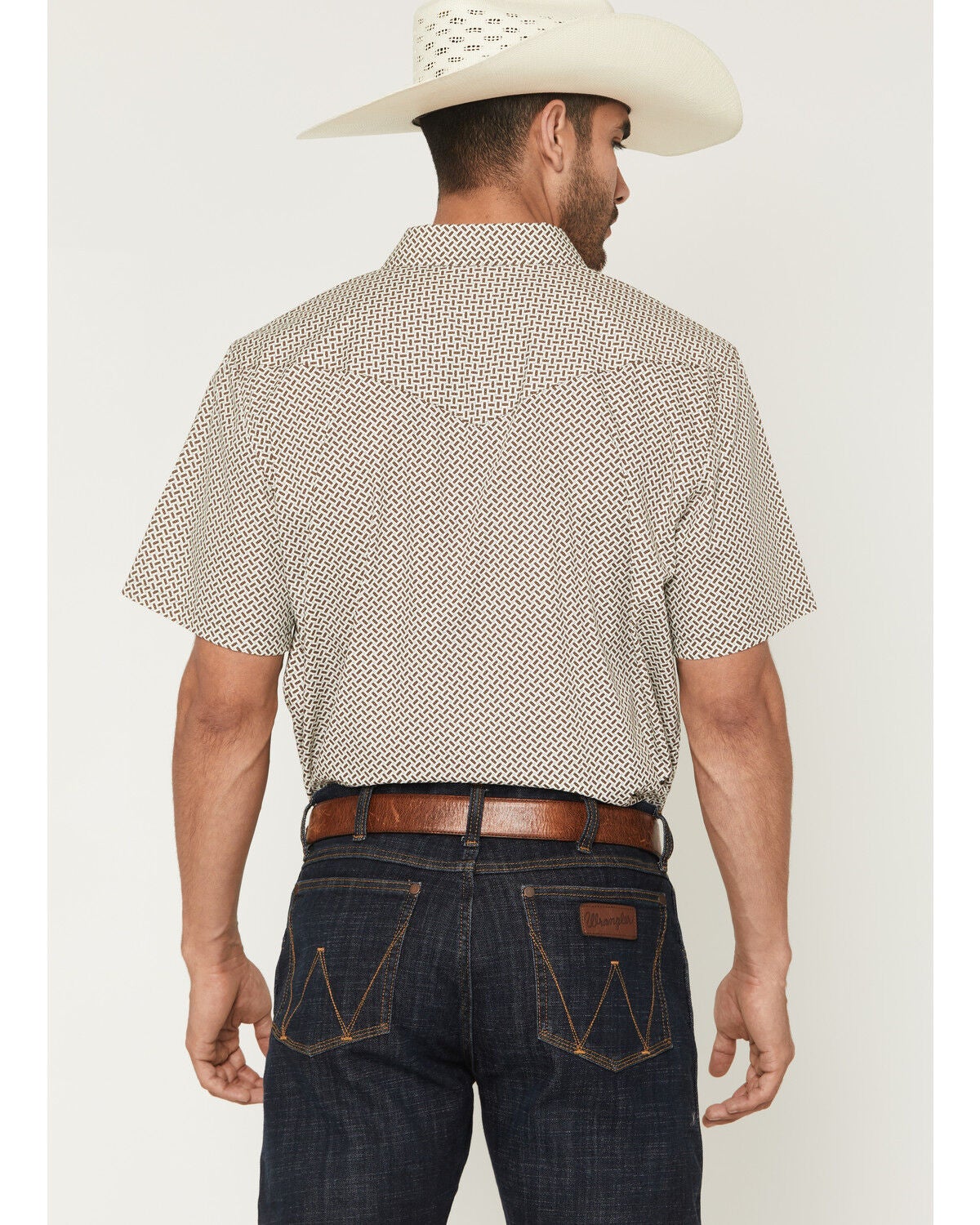 Image #4 - Gibson Trading Co Men's Sedona Tile Geo Print Short Sleeve Snap Western Shirt - Tall, Brown, hi-res