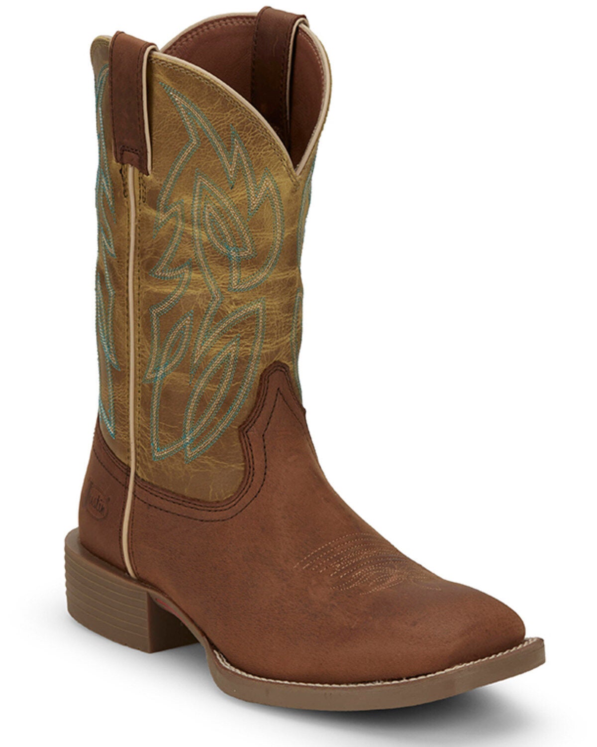 Justin Men's 11" Stampede Canter Western Boots - Broad Square Toe, Brown, hi-res