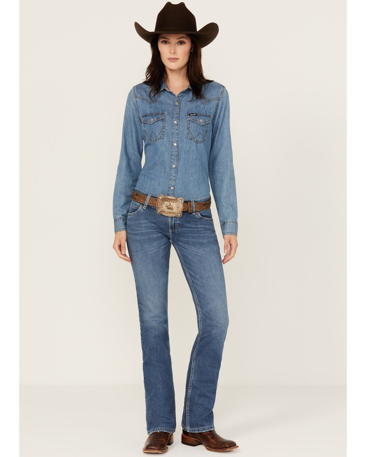 Wrangler Retro Women's Sadie Medium Wash Low Rise Stretch Bootcut Jeans, Medium Wash, hi-res