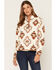 Image #1 - Shyanne Women's Southwestern Print Oversized Polar Fleece Pullover, Natural, hi-res