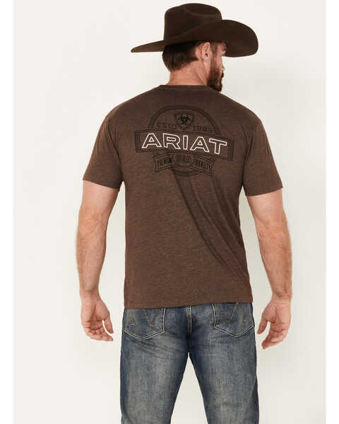 Ariat Men's Outline Logo Short Sleeve Graphic T-Shirt, Brown, hi-res