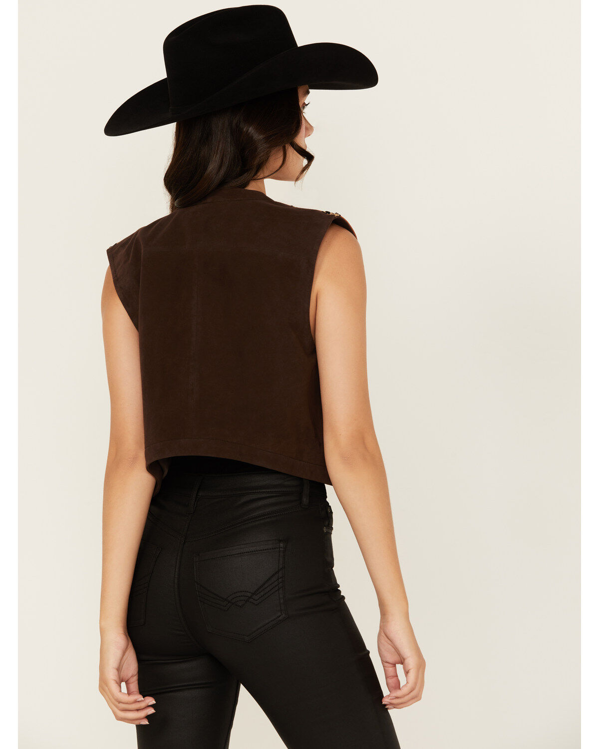 Image #4 - Scully Women's Geo Print Leather Vest, Brown, hi-res
